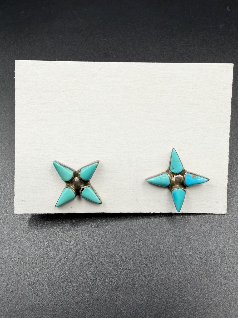 Vintage Sterling Silver 925 Zuni Turquoise Needlepoint Earrings Native Navajo